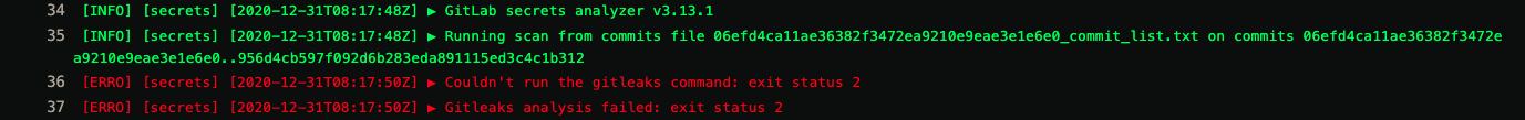 Fixing "Gitleaks analysis failed" issue in Gitlab pipeline